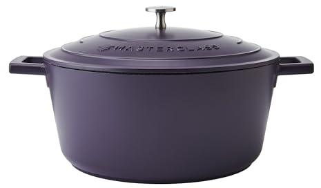 MasterClass Cast Aluminium Casserole Dish With Self-Basting Lid Premium Quality Lightweight Non-Stick Medium Round Blue, Hob To Oven Cooking Pot For Family Meals Curries Dishwasher Safe, 28cm, 5L
