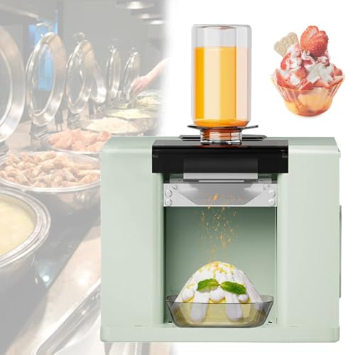 Machine à glace flocon de neige commerciale, 60 kg/24 h, broyeur à glace électrique, machine à cônes de neige, broyeur à flocons de neige, refroidissement liquide pour restaurant, café,Green