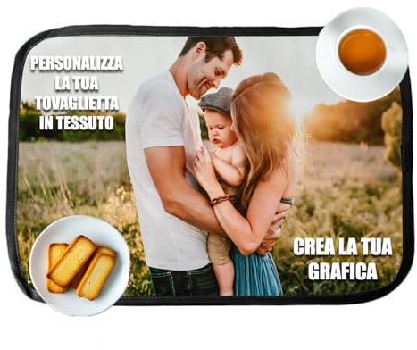GIFART Tischset Personalisiert mi Bild - Platzset Personalisierbares mit Foto und Text - Geschenk zum Geburtstag, Weihnachten - Verschiedene Materialien (Schwarzer Stoff)