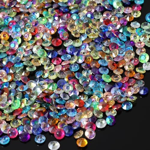 Lnngub 2000 Stück Diamanten Deko, 4,5 mm Acryl Diamanten Kristalle Transparenter Acryl Strass zur Vasenfüller und Tischdekoration für Weihnachten, Hochzeit, Geburtstag und Party (Mehrfarbig)