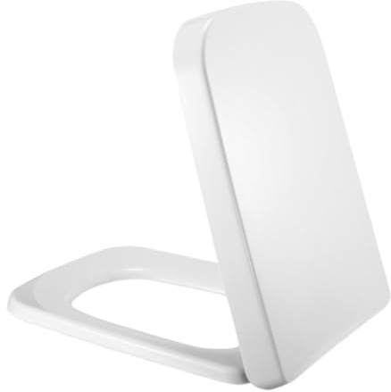 Rectangular Square Soft Close Toilet Seat Quick Release Loo Seat Easy Cleaning, Easy Installation with Adjustable Hinges (43 x 36 cm) UF, White
