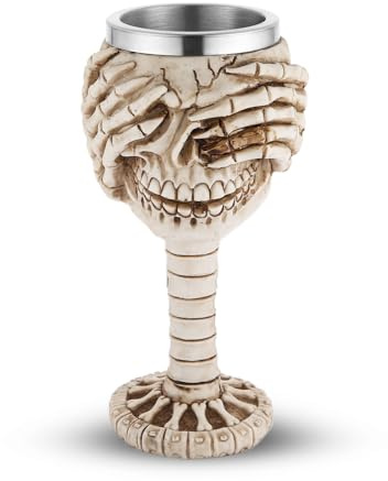 AsAlways Stainless Steel Skull Goblet Viking Gothic Beer Mug Novelty Wine Coffee Drinking Cup Halloween Party Accessory Gift 250ML/8.5OZ