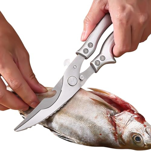 Meat Cutting Scissors Non-Slip Handle Kitchen Cutter Hand Tools | Heavy Duty Stainless Steel Kitchen Scissors for Chicken Turkey Quail Fish Lobster Seafood Vegetable BBQ Fishing Cutting Food