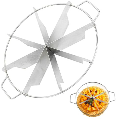 Joygoodta Cake Divider, Cake Portion Marker Stainless Steel Divider Slicer 8 Blade Pizza Slicer for Bakery Cafe Restaurant Home Separator