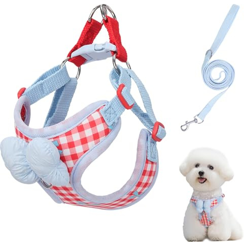BSITSSS Harnais Anti Traction pour Chien, Ensemble Harnais pour Chiens Réglable, Harnais réglable pour Chien Nœud Papillon, Harnais Anti-Fugue pour Promenade en Plein Air pour Marcher, Courir