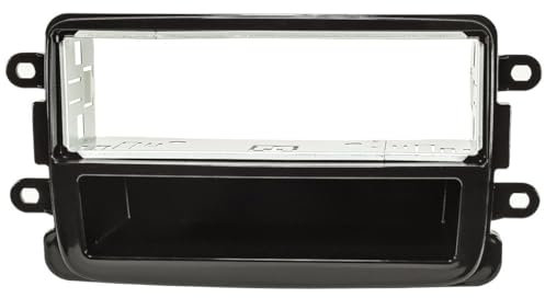 tomzz Audio 2409-015 Radioblende Metallschacht kompatibel mit Dacia Lodgy Dokker Duster Sandero ab 2012 Renault Captur ab 2013 Piano schwarz