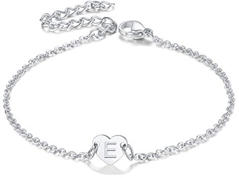 FaithHeart litet initialarmband för kvinnor 26 stora bokstäver kärlek hjärta berlock rostfritt stål handkedja stilfullt armband syster smycken, Rostfritt stål
