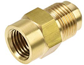 sourcing map Brass Pipe Fitting, 5/8-18UNF Flare Male to 1/4NPT Female Thread, Tubing Adapter Hose Connector, for Air Conditioner Refrigeration