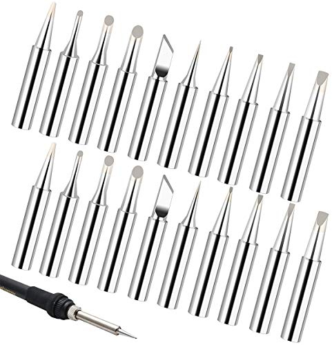 Zliger 20 Stück Lötspitzen lötkolben Spitzen 900M Löten Ersatz Lötkolbenspitze Lötspitzen Sharp Löten Ersatz Lötkolben Tipps Bleifrei Lötspitze Ersatzlötspitzenset für 900M-Serie