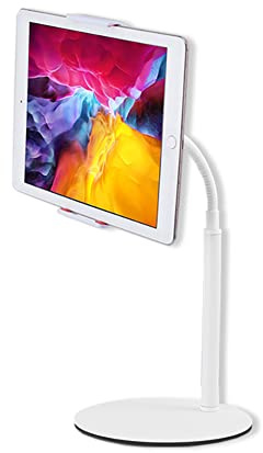 Tablet Stand, Gooseneck Tablet holder, 360 Degree Rotating Phone Holder Desk Stand, Flexible Desktop Tablet Stand for iPad, iPhone, Switch, Samsung Tab, 4.7 - 11 Devices and All Smartphones，White