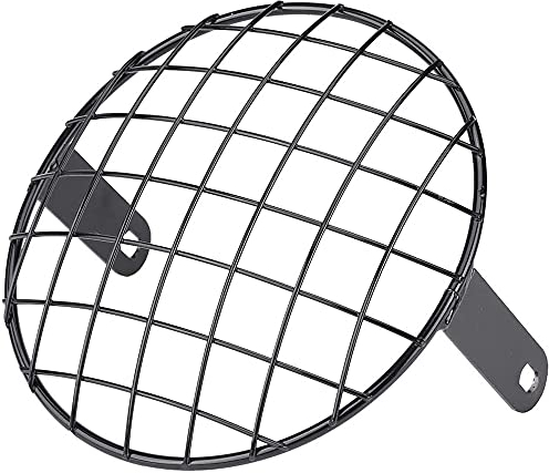 ANCLLO 5.75 inch Motorcycle Headlights Grill Cover, Lamp Mask Protector Guard for Cafe Racer, Mental Wire Mesh Side Mount Universal Vintage Classic
