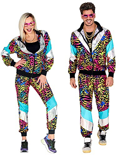 W WIDMANN MILANO Party Fashion - Kostüm Trainingsanzug | Jacke und Hose, 80er Jahre Outfit im Animal Print, Jogginganzug für Karneval & Mottoparty