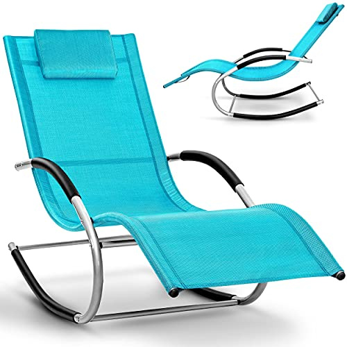 tillvex® Relaxliege Garten Wetterfest bis 150 kg | Liegestuhl atmungsaktiv | Gartenliege Schwungliege Outdoor | Sonnenliege Liegestuhl Terrasse, Balkon & Camping | Schaukelsessel Relaxsessel ergonomisch