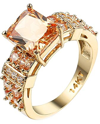 Lieson Frauen Ring Gold, Bandring Vergoldet Damen Retro Verlobung Ringe Frauen