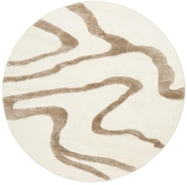 RugVista Ginori Teppich, Ø 240 cm, Off Weiß/Beige | Moderne, Rund, Hoher Stapel, Nur chemische Reinigung, Oeko-Tex 100, Wohnzimmer, Schlafzimmer