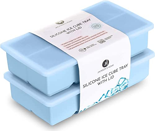Jackson's Home: contenitori per alimenti per lo svezzamento del bambino in silicone con coperchio, set di 2, senza BPA, 16 stampi per puree, ghiaccio, zuppe