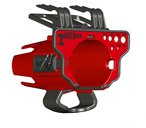 Drill Dock - Cordless Power Drill and Driver Tool Organization and Storage System for Workshop, Garage, and Job site (Red)