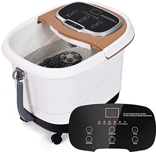 RELAX4LIFE Pediluvio Idromassaggio Elettrico 3 in 1 con Doccia, Riscaldamento Rapido e Mantenimento Temperatura, Sterilizzazione a Infrarossi e Timer 60min, Copertura con Rotelle