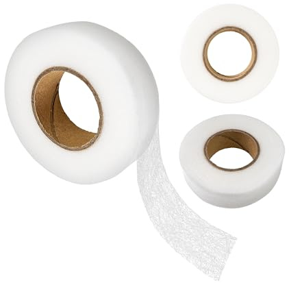 Strykjärnsfållband, 75 meter, 20 mm brett, i vitt, strykjärnsband av polyamid, fållfleece för reparation och lagning av tyg, gardiner, draperier, byxor, jeans, förkortning av kläder utan sömnad