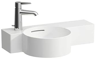 LAUFEN Val Handwaschbecken, 1 Hahnloch links, Ablage rechts, mit Überlauf, schneidbar, 550x315mm, H8152834008111, Farbe: Weiß