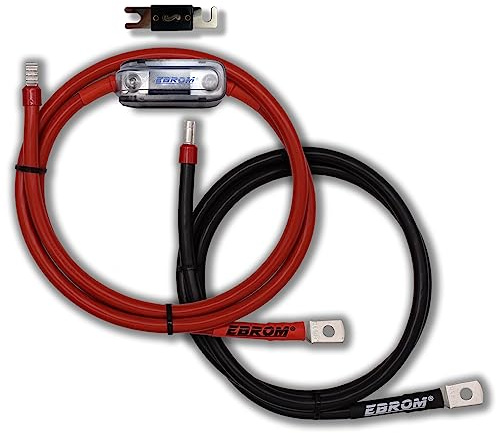 EBROM Batteriekabel SET 50 mm² je 60cm, M8 Schuh/Hülse 120A ANL Sicherung