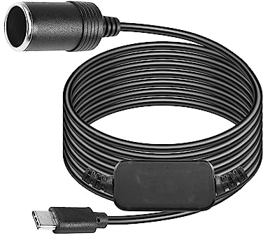 CERRXIAN USB C Maschio a 12V Accendisigari per Auto Step Up Presa Adattatore Cavo di Alimentazione per Dash Cam, GPS, Strisce Luminose a LED per Auto (1.2m)