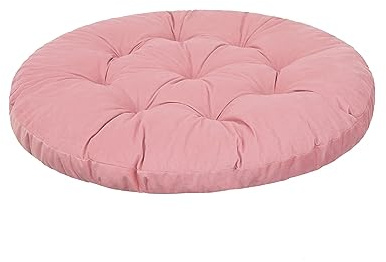 HOBBYGARDEN Cojín para silla colgante, para interior y exterior, redondo, columpio, cojín para silla, terciopelo, lavable, rosa, 65 x 65 cm