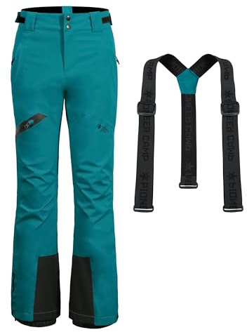 Pioneer Camp Skihose Damen Schneehose abnehmbaren Hosenträgern Wasserdicht Winddichte Verschweißte Nähte Schneefang Snowboardhose Softshellhose Outdoorhose Funktionshose Eisblau XL