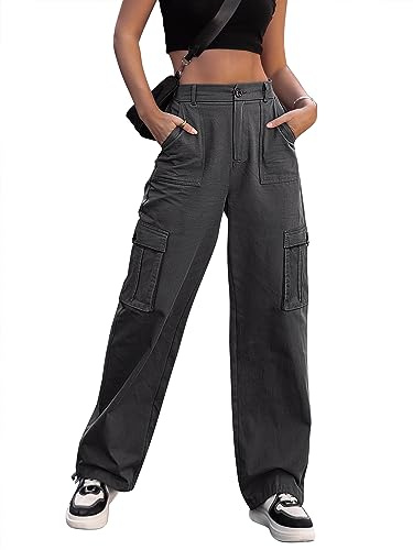 Breampot Womens Cargo Trousers High Waist Hiking Walking Combat Pants Casual Work Bottoms Outdoor Streetwear