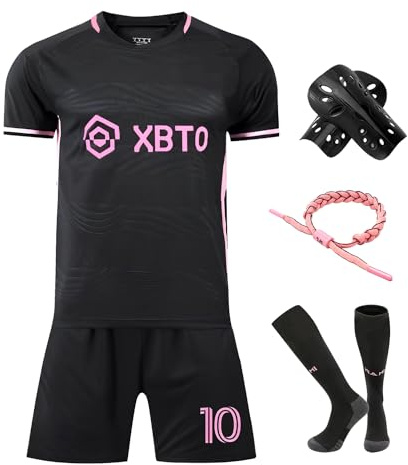 Sternstunde Trikot Sets Kinder, Hause/Auswärts Fußballtrikot für Kinder, Jungen Fussball Jersey, Football Trikots, Sportshirt Junge Football Training Tshirts Shorts und Socken Anzug (28, Schwarz)