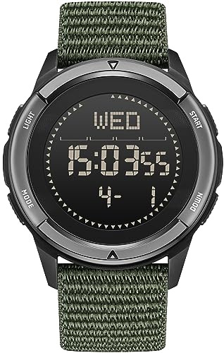 NORTH EDGE Military Watch for Men Tactical Survival Watch, Men's Digital Wrist Watches for Sports Outdoors, Pedometer, Compass, Calories, Durable Nylon Band