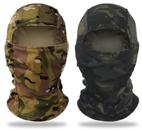 EUPSIIU 2 Stück Sturmhauben, Gesichtshaube, Taktischer UV Schutz Gesichtshaube, Skimaske Motorrad und Fahrrad Gesichtsmaske, Schlauchtuch für Damen Herren, Einheitsgröße (Tarnung, Schwarze Tarnung