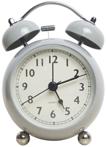 Wecker Vintage Metall Wecker Ohne Ticken Lautlos Doppelglockenwecker Quartz Batteriebetrieben Wecker mit Nachtlichtfür Kinder Jugendliche und Senioren(Knopfbatterie Nicht im Lieferumfang enthalten)