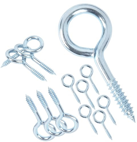 Qrity 20 Pièces Vis à Oeillet 20mm, à Bague Auto-Taraudeuse, Oeillets Ronds, Crochet en Métal Pour le Bois, La Fixation de Fils, la Décoration Intérieure et Extérieure