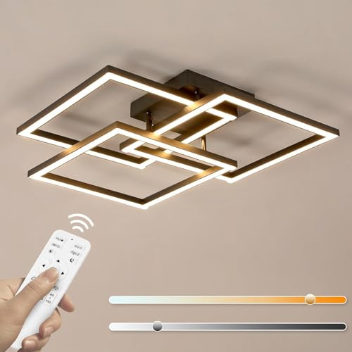 DELIPOP Plafon LED Techo, 40W Moderna Lampara LED de Techo para Salon Regulable con Mando a Distancia/APP 3000K-6500K, Negro Luz de Techo para Sala de Estar, Pasillo, Dormitorio, Comedor