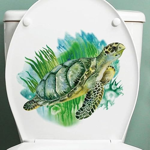 TAMUNI 26 * 29CM 3PCS Kleine Schildkröte Selbstklebende Wc-Deckel Aufkleber Lustige PVC wasserdichte Wc-Sitz Aufkleber für Deckel Wand Aufkleber