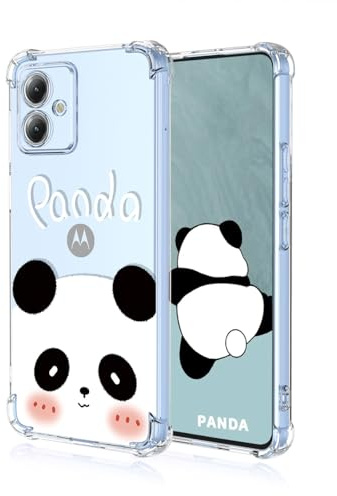 YUEQIAN Funda para Motorola Moto G14 Estuche, Flores Flora Lindo Dibujos Patrón Carcasa, Ultradelgado Suave TPU Silicona Antigolpes niña Transparente Cubierta (Panda)