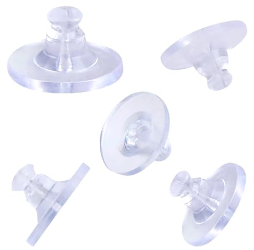 Lotbun 100 Paquetes de Tapones Transparente de Goma de Seguridad de Pendiente Espalda de Pendiente