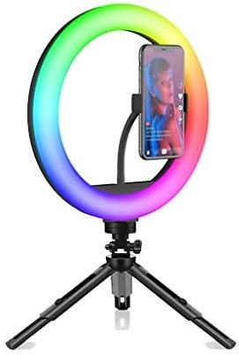 Lampada Circolare a Distanza Morbida a Colori RGB da 26 cm con Supporto per treppiede Illuminazione di riempimento per Fotografia Selfie Registrazione Video RingLight (Dimensione D 1)