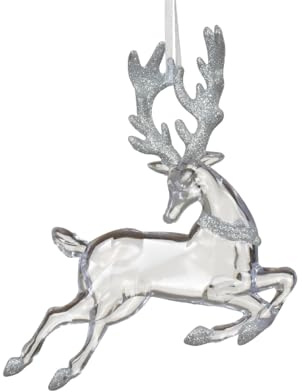 Christbaumschmuck Kunststoff 21cm - Hirsch Figur zum Aufhängen - bruchfest - Weihnachtsbaum Anhänger für Weihnachten - Christbaumanhänger & Weihnachtsbaumschmuck - Wald Tiere Klar Transparent