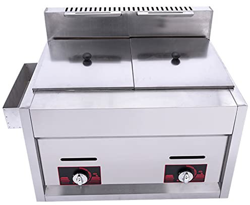 Cestello per friggitrice Commerciale Friggitrice a Gas da 610 Litri Doppia friggitrice Temperatura Regolabile Cestello Rimovibile in Acciaio Inossidabile Tecnologia di Scarico dell'olio, per
