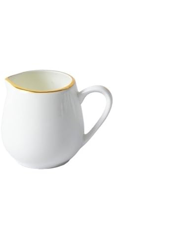 Soßenschüssel Sauciere aus weißer Keramik, Porzellan, Kaffee-/Milchkännchen, Krug mit Henkel und goldenem Rand, Dekoration for Zuhause und Küche Soßenheber(80ml)