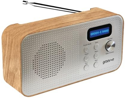 Groov-e Lisbon Portable DAB & FM Digital Radio - Portable Radio with Bluetooth Connectivity, LCD Display, Built-In Alarm Clock & Headphone Jack - USB or Battery Operated