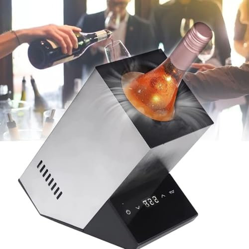 ZXSYYDS Electric Wine Cooler,750ml Wine Bottle Chiller, Rapid Beverage,ingle Bottle Wine Cooler on Patio, Keep Cold Up to 24 Hours for Beer Water Milk Wine Drink,Grey