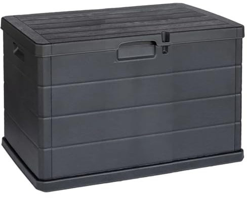 Acomoda Textil – Baúl de Almacenaje para Jardín con Capacidad de 170 Litros. Arcón Exterior de Resina y Sistema de Cierre para Ordenación en Patio y Terraza, Antracita 76X55X52 cm.