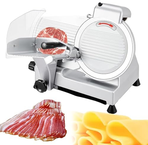 Eastnmythet Affettatrice per Carne, Affettatrice per Carne Semi-Automatica per Uso Domestico e Commerciale, Spessore Regolabile, Macchina Affettatrice per Alimenti per Carne, Formaggio,250mm/10inch