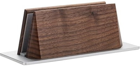 Ysislybin Vertical Laptop Stand, Dual Slot Walnut and Aluminum Wood Laptop Holder Adjustable Holder and Dock Space-saving Desktop Computer Dock Stable Non-Slip Wood Stand