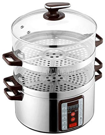 MQPALZKD 32cm Diameter Smart Electric Steamer 6 Gear Adjustable 3 Layer Multi Cooker Transparent Type Household Electric Steaming Pot