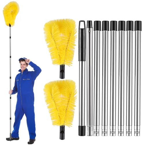 Gutter Cleaning Tools - 10 feet Telescopic Gutter Cleaner, 8 Poles, 1 straight Cleaning Brushes+1 curved Cleaning Brushes, Gutter Cleaner Ability to Easily Clear roof Leaves,Debris,Gutter