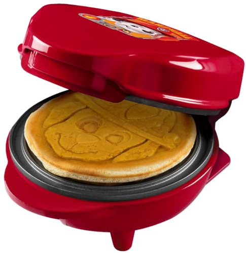 Pat' Patrouille Mini Gaufrier avec plaque spéciale Marshall, taille des gaufres : Ø 10 cm, taille idéale pour les enfants, pour les anniversaires ou comme cadeau, produit sous licence officielle
